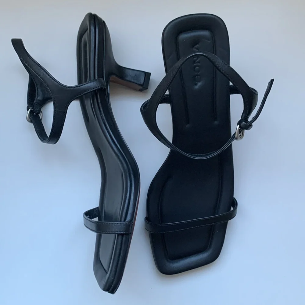 Vince Black Sandals Sleek Design Comfortable Fit - Picture 8 of 11